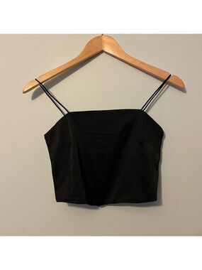 Adika Black Crop Spaghetti Strap Ruched Top Small NWT